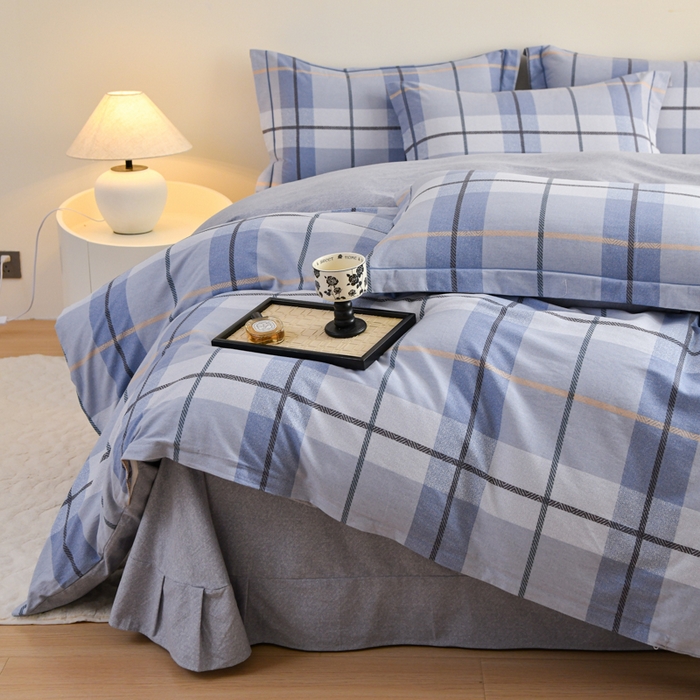 91家纺网 家纺一手货源 找家纺 铭浩 2025新款全棉纯棉数码印花四件套 诺卡-蓝