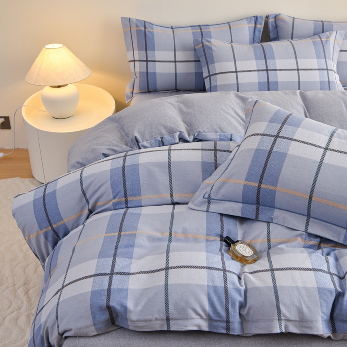 91家纺网 家纺一手货源 找家纺 铭浩 2025新款全棉纯棉数码印花四件套 诺卡-蓝