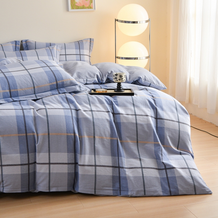 91家纺网 家纺一手货源 找家纺 铭浩 2025新款全棉纯棉数码印花四件套 诺卡-蓝