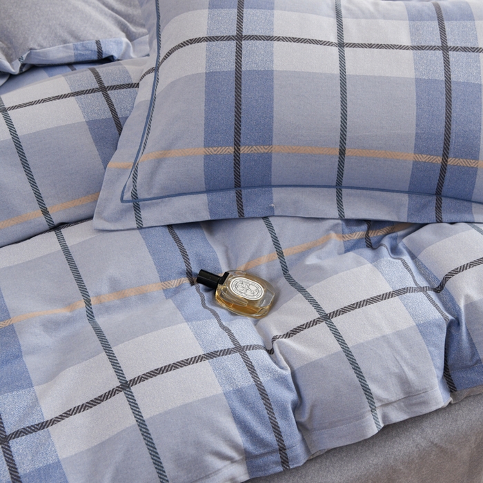 91家纺网 家纺一手货源 找家纺 铭浩 2025新款全棉纯棉数码印花四件套 诺卡-蓝