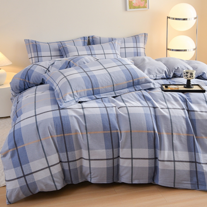 91家纺网 家纺一手货源 找家纺 铭浩 2025新款全棉纯棉数码印花四件套 诺卡-蓝