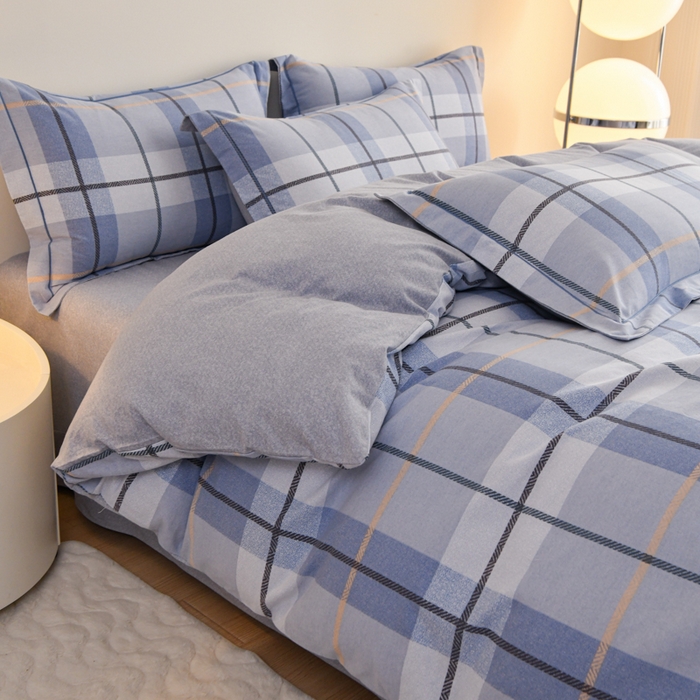 91家纺网 家纺一手货源 找家纺 铭浩 2025新款全棉纯棉数码印花四件套 诺卡-蓝