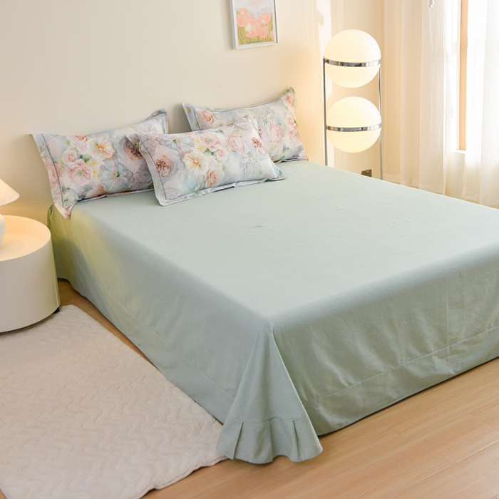 91家纺网 家纺一手货源 找家纺 铭浩 2025新款全棉纯棉数码印花四件套 盛夏-绿