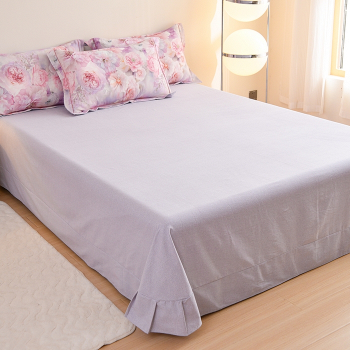 91家纺网 家纺一手货源 找家纺 铭浩 2025新款全棉纯棉数码印花四件套 盛夏-紫