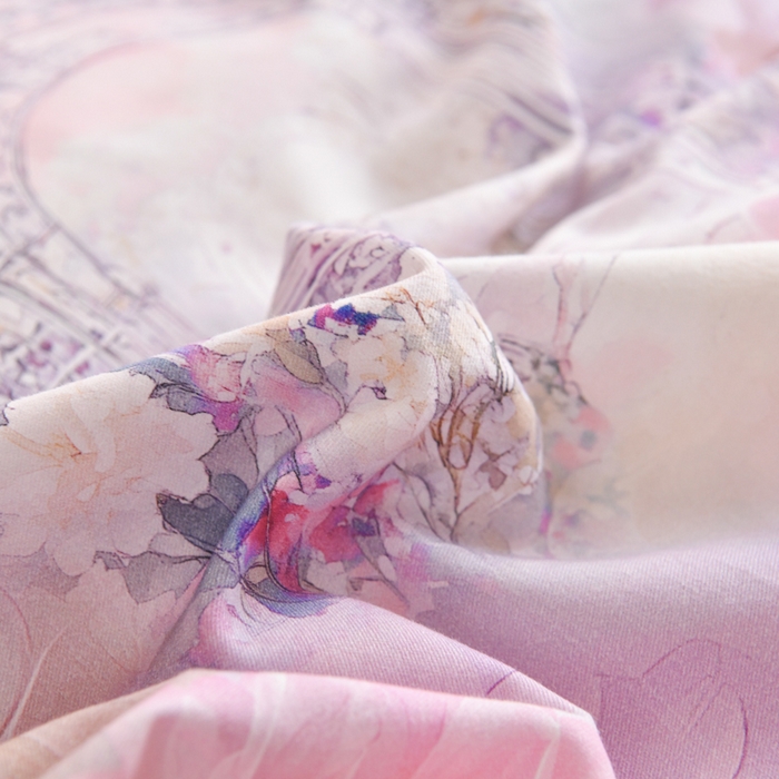 91家纺网 家纺一手货源 找家纺 铭浩 2025新款全棉纯棉数码印花四件套 盛夏-紫