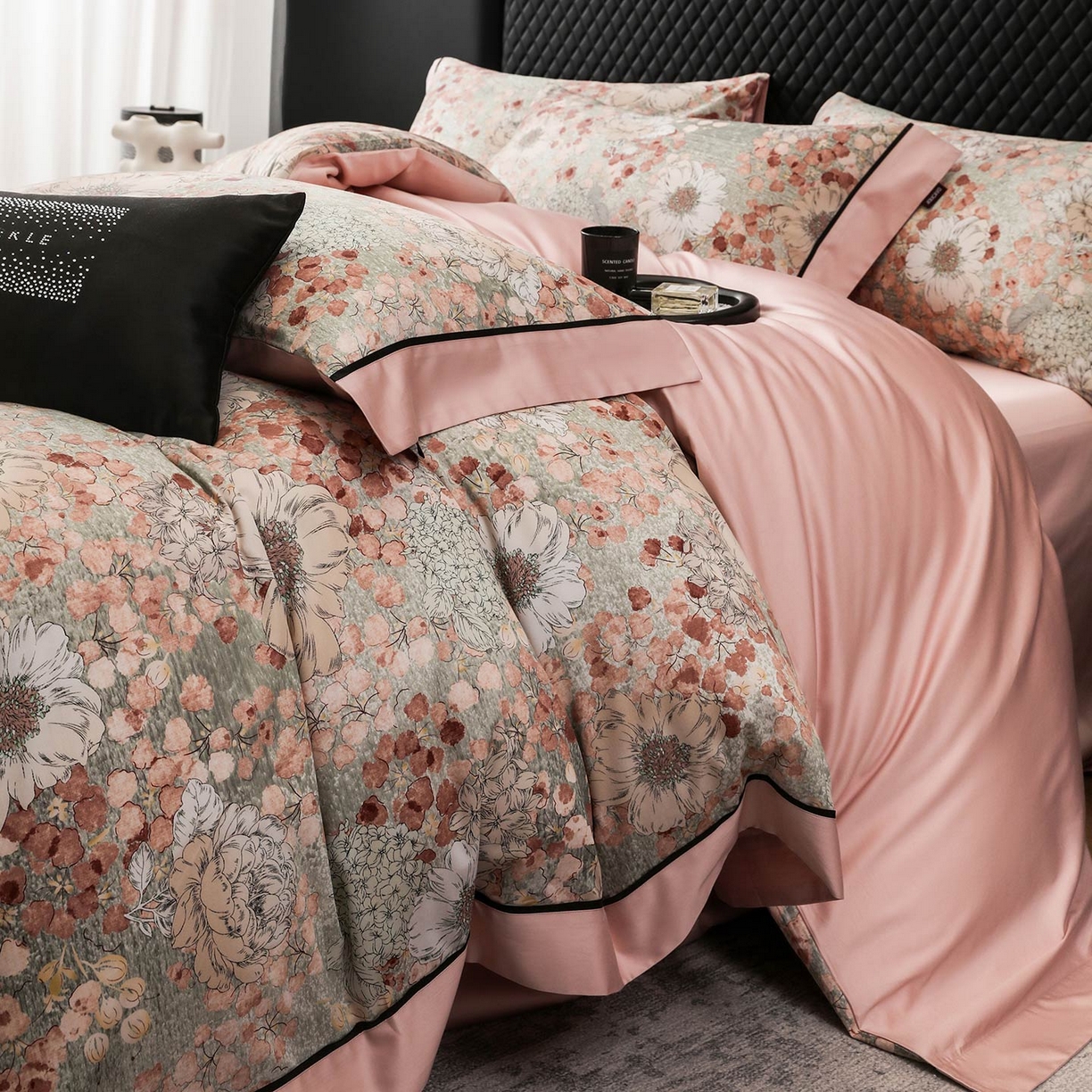 91家纺网 家纺一手货源 找家纺 2025新款直播热款A类数码印花全棉四件套纯棉复古美式长绒棉油画风高端床单被套床上用品 莫莉