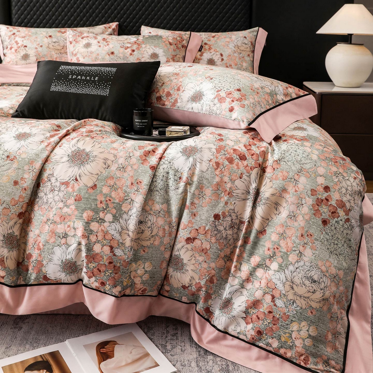 91家纺网 家纺一手货源 找家纺 （总）2025新款直播热款A类数码印花全棉四件套纯棉复古美式长绒棉油画风高端床单被套床上用品