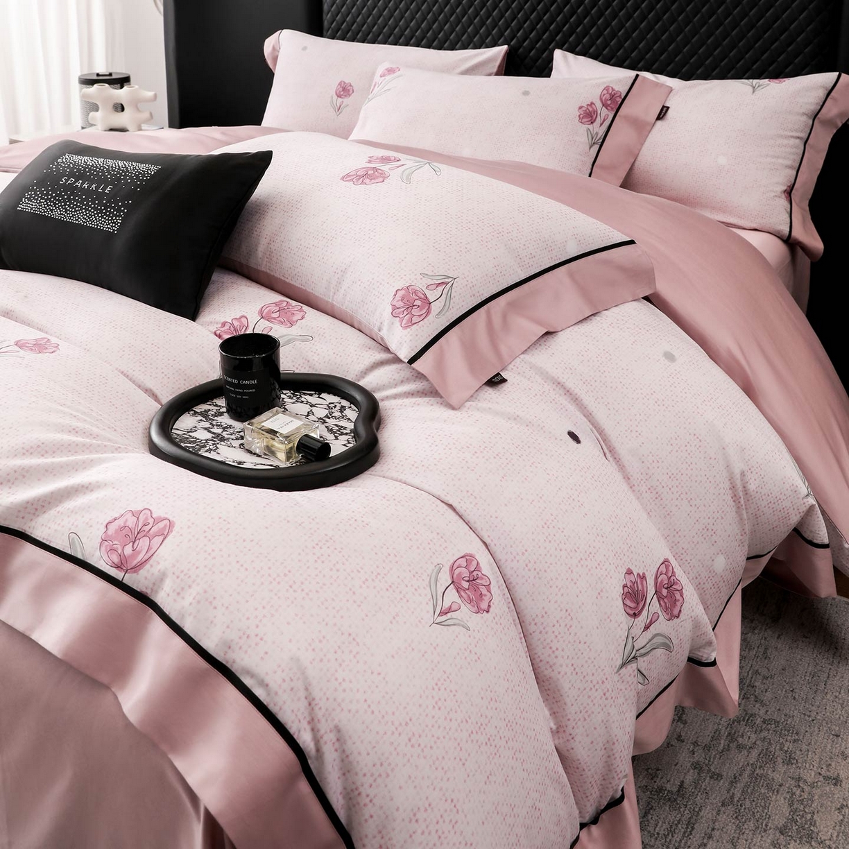 91家纺网 家纺一手货源 找家纺 2025新款直播热款A类数码印花全棉四件套纯棉复古美式长绒棉油画风高端床单被套床上用品 翎纳