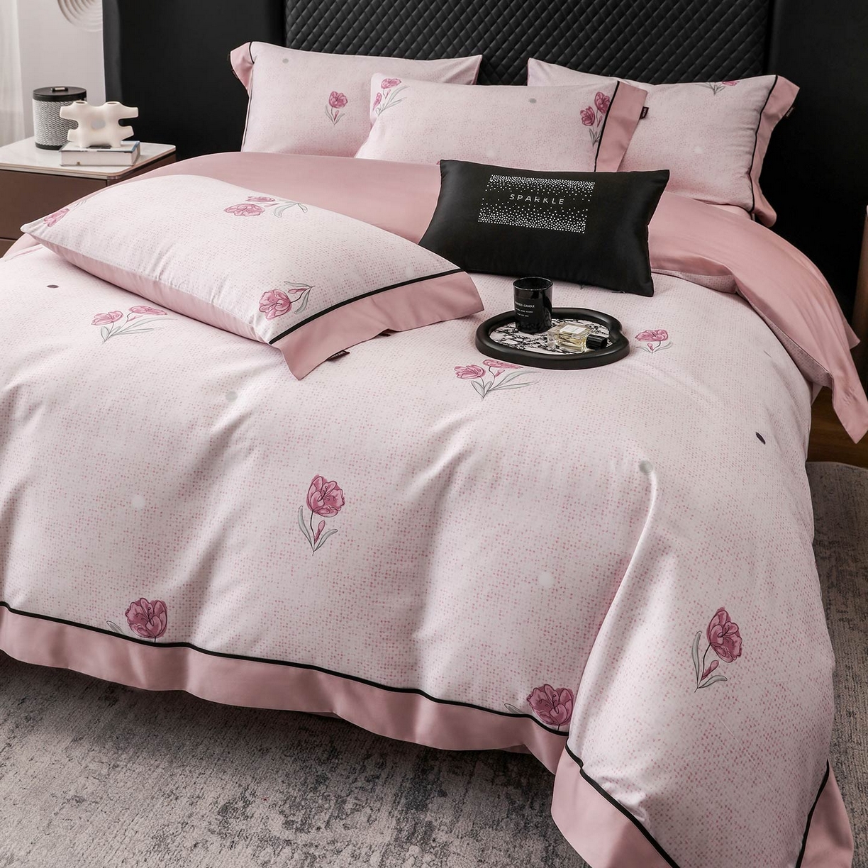 91家纺网 家纺一手货源 找家纺 2025新款直播热款A类数码印花全棉四件套纯棉复古美式长绒棉油画风高端床单被套床上用品 翎纳