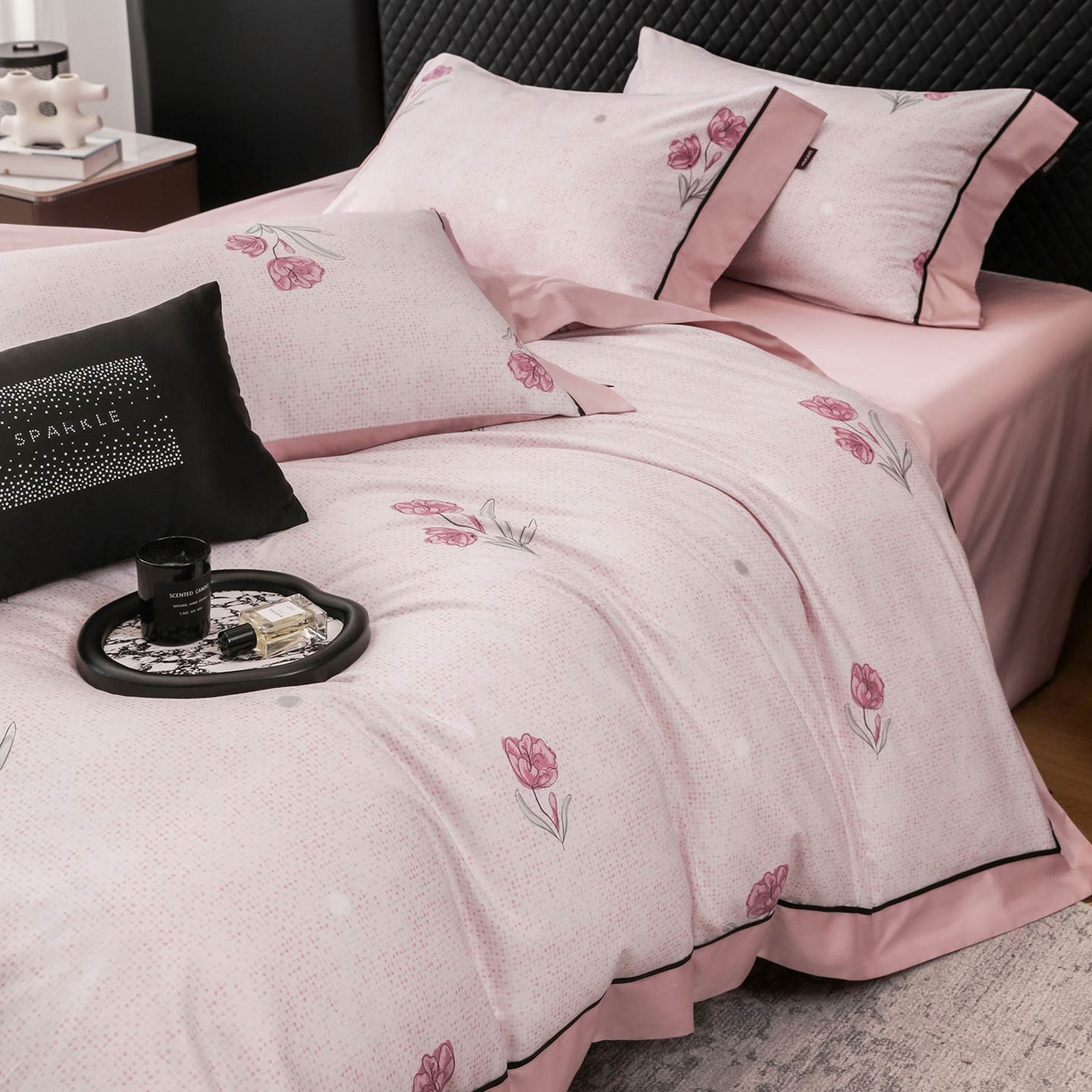 91家纺网 家纺一手货源 找家纺 2025新款直播热款A类数码印花全棉四件套纯棉复古美式长绒棉油画风高端床单被套床上用品 翎纳