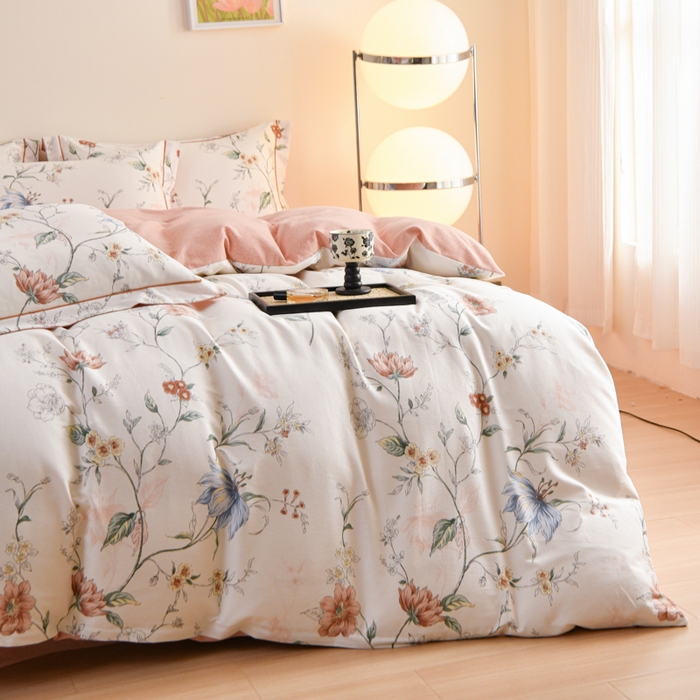 91家纺网 家纺一手货源 找家纺 铭浩 2025新款全棉纯棉数码印花四件套 舒雅