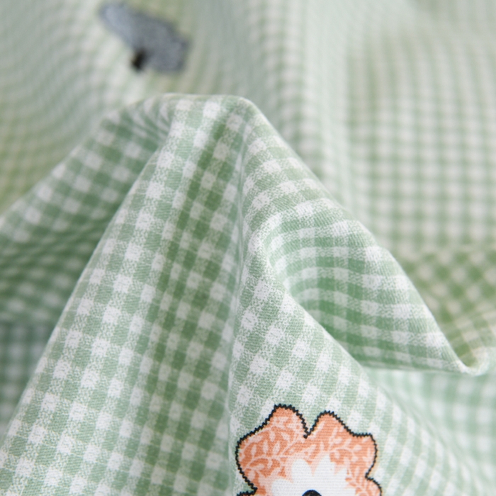 91家纺网 家纺一手货源 找家纺 铭浩 2025新款全棉纯棉数码印花四件套 贴布小熊-绿