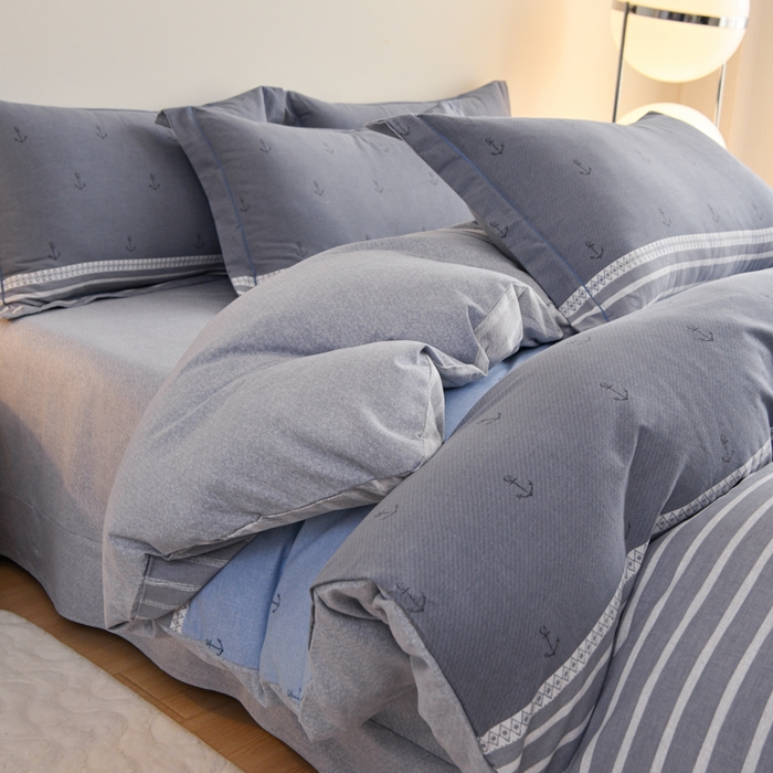 91家纺网 家纺一手货源 找家纺 铭浩 2025新款全棉纯棉数码印花四件套 西雅图-蓝