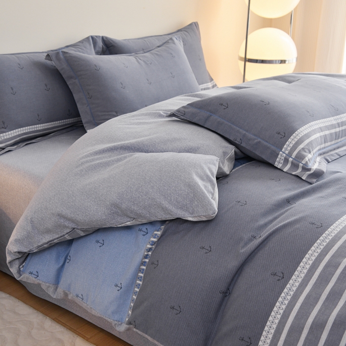 91家纺网 家纺一手货源 找家纺 铭浩 2025新款全棉纯棉数码印花四件套 西雅图-蓝