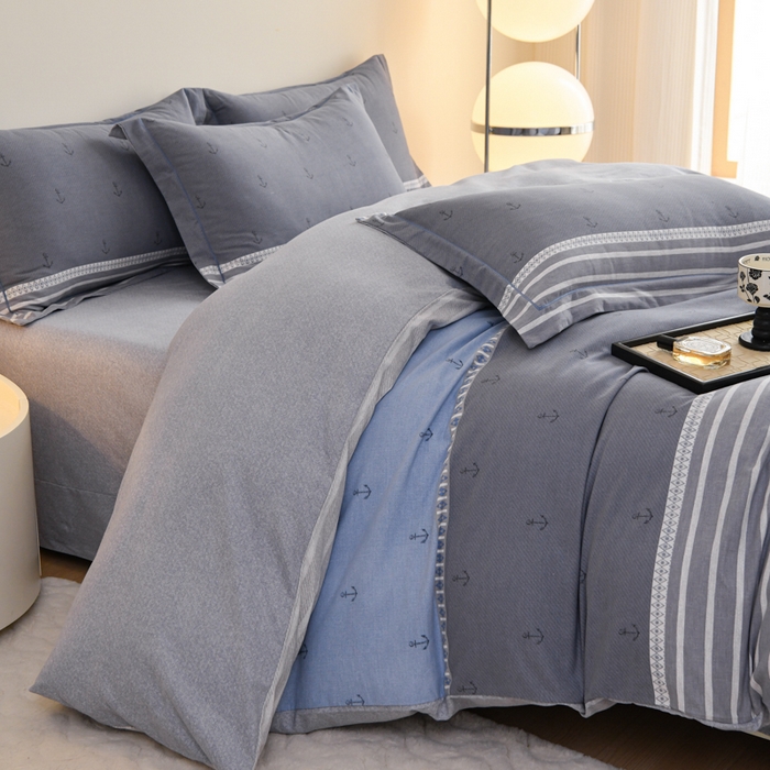 91家纺网 家纺一手货源 找家纺 铭浩 2025新款全棉纯棉数码印花四件套 西雅图-蓝