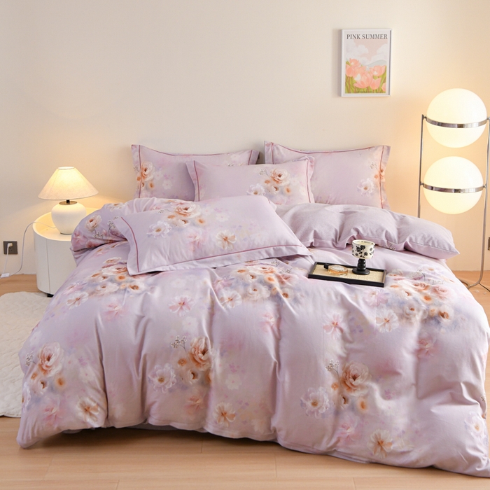 铭浩 2025新款全棉纯棉数码印花四件套 颜玉-紫