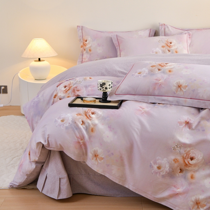 91家纺网 家纺一手货源 找家纺 铭浩 2025新款全棉纯棉数码印花四件套 颜玉-紫