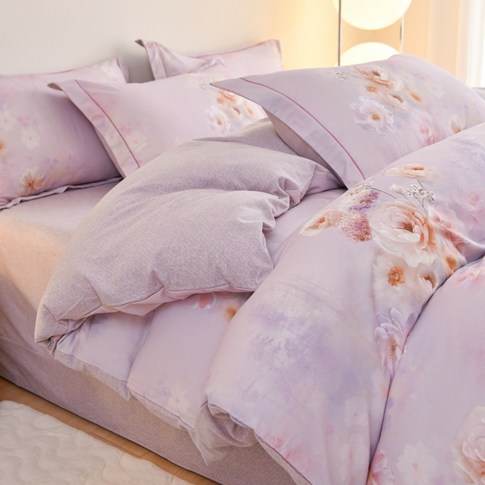 91家纺网 家纺一手货源 找家纺 铭浩 2025新款全棉纯棉数码印花四件套 颜玉-紫