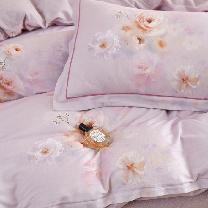 91家纺网 家纺一手货源 找家纺 铭浩 2025新款全棉纯棉数码印花四件套 颜玉-紫