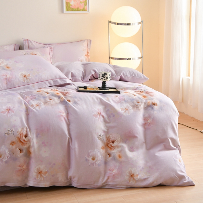 91家纺网 家纺一手货源 找家纺 铭浩 2025新款全棉纯棉数码印花四件套 颜玉-紫