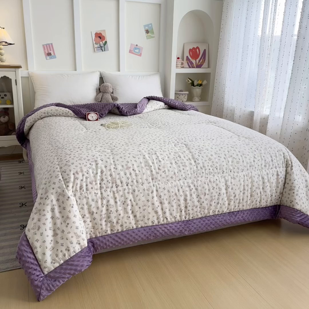 91家纺网 家纺一手货源 找家纺 宜梦家居 2025新款纯棉豆豆被冬被被子被芯 栖居小兔