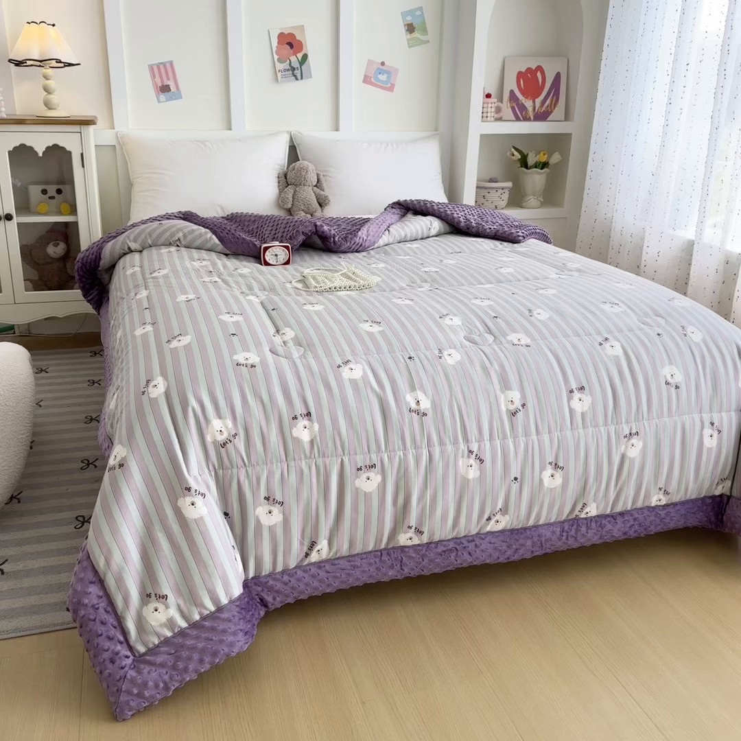 91家纺网 家纺一手货源 找家纺 宜梦家居 2025新款纯棉豆豆被冬被被子被芯 努力小狗