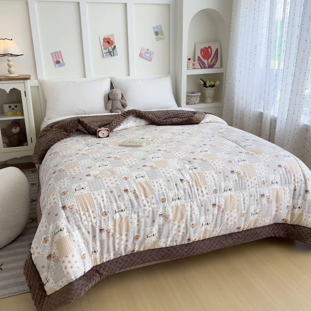 91家纺网 家纺一手货源 找家纺 宜梦家居 2025新款纯棉豆豆被冬被被子被芯 密罐团团