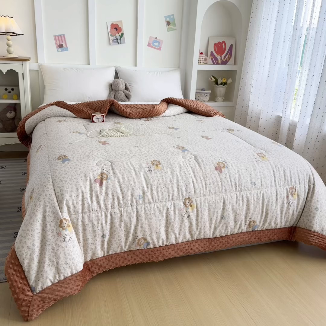 91家纺网 家纺一手货源 找家纺 宜梦家居 2025新款纯棉豆豆被冬被被子被芯 萌萌狮