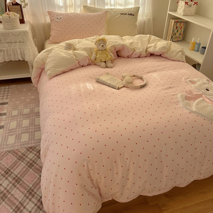 91家纺网 家纺一手货源 找家纺 顾里家纺 2025新款亲肤舒适卡通兔毛贴布绣套件四件套（会员- 3元 定制床笠+8元） 洛丽猫咪