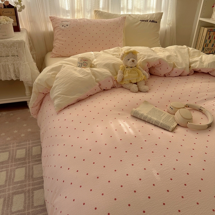 91家纺网 家纺一手货源 找家纺 顾里家纺 2025新款亲肤舒适卡通兔毛贴布绣套件四件套（会员- 3元 定制床笠+8元） 洛丽猫咪