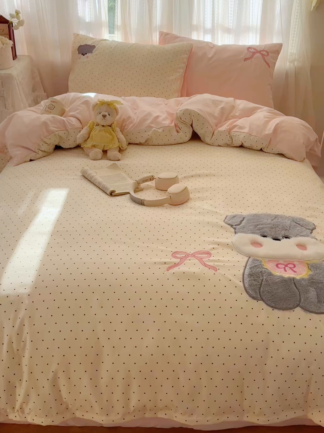 91家纺网 家纺一手货源 找家纺 顾里家纺 2025新款亲肤舒适卡通兔毛贴布绣套件四件套（会员- 3元 定制床笠+8元） 少女西高地