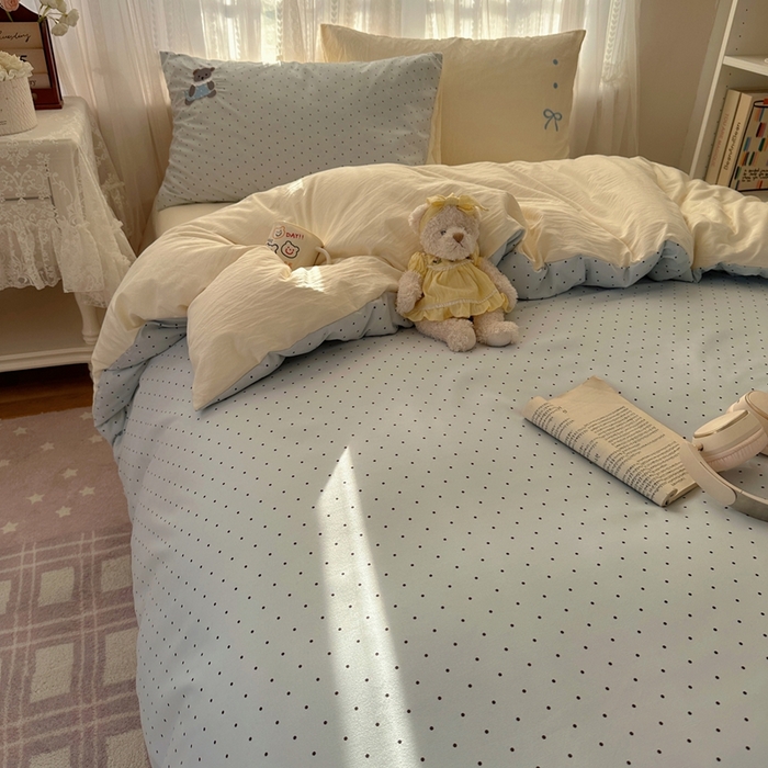 91家纺网 家纺一手货源 找家纺 顾里家纺 2025新款亲肤舒适卡通兔毛贴布绣套件四件套（会员- 3元 定制床笠+8元） 甜心小熊