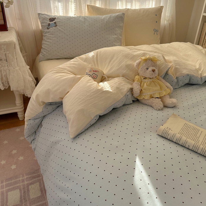 91家纺网 家纺一手货源 找家纺 顾里家纺 2025新款亲肤舒适卡通兔毛贴布绣套件四件套（会员- 3元 定制床笠+8元） 甜心小熊