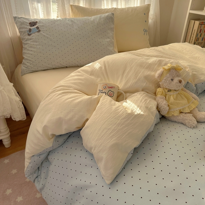 91家纺网 家纺一手货源 找家纺 顾里家纺 2025新款亲肤舒适卡通兔毛贴布绣套件四件套（会员- 3元 定制床笠+8元） 甜心小熊