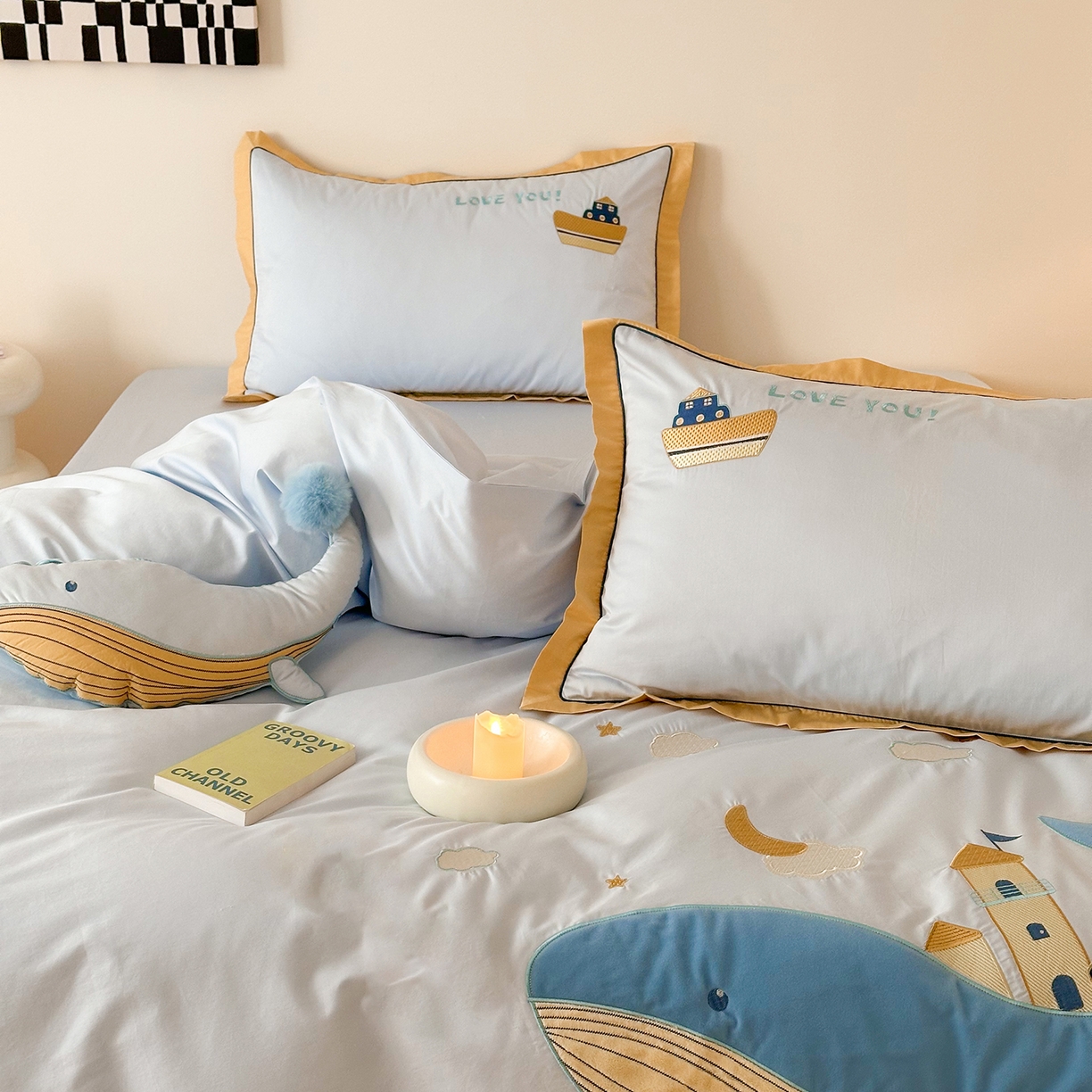 91家纺网 家纺一手货源 找家纺 （总）西西家居 2025新款100支长绒棉澳棉四件套-小蓝鲸