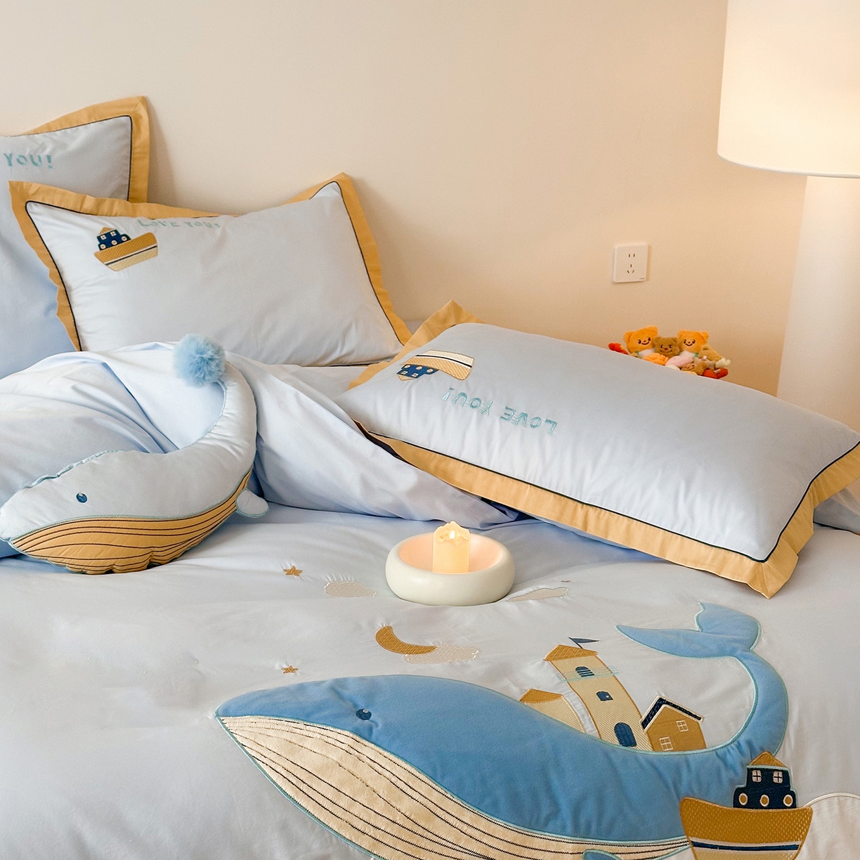 91家纺网 家纺一手货源 找家纺 （总）西西家居 2025新款100支长绒棉澳棉四件套-小蓝鲸