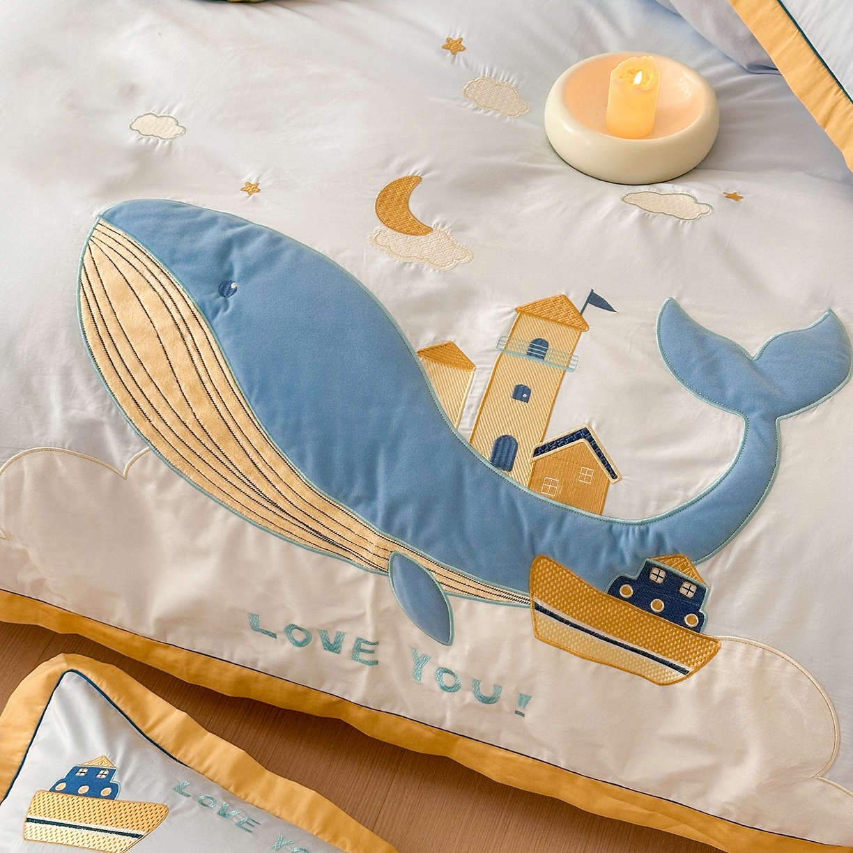 91家纺网 家纺一手货源 找家纺 （总）西西家居 2025新款100支长绒棉澳棉四件套-小蓝鲸