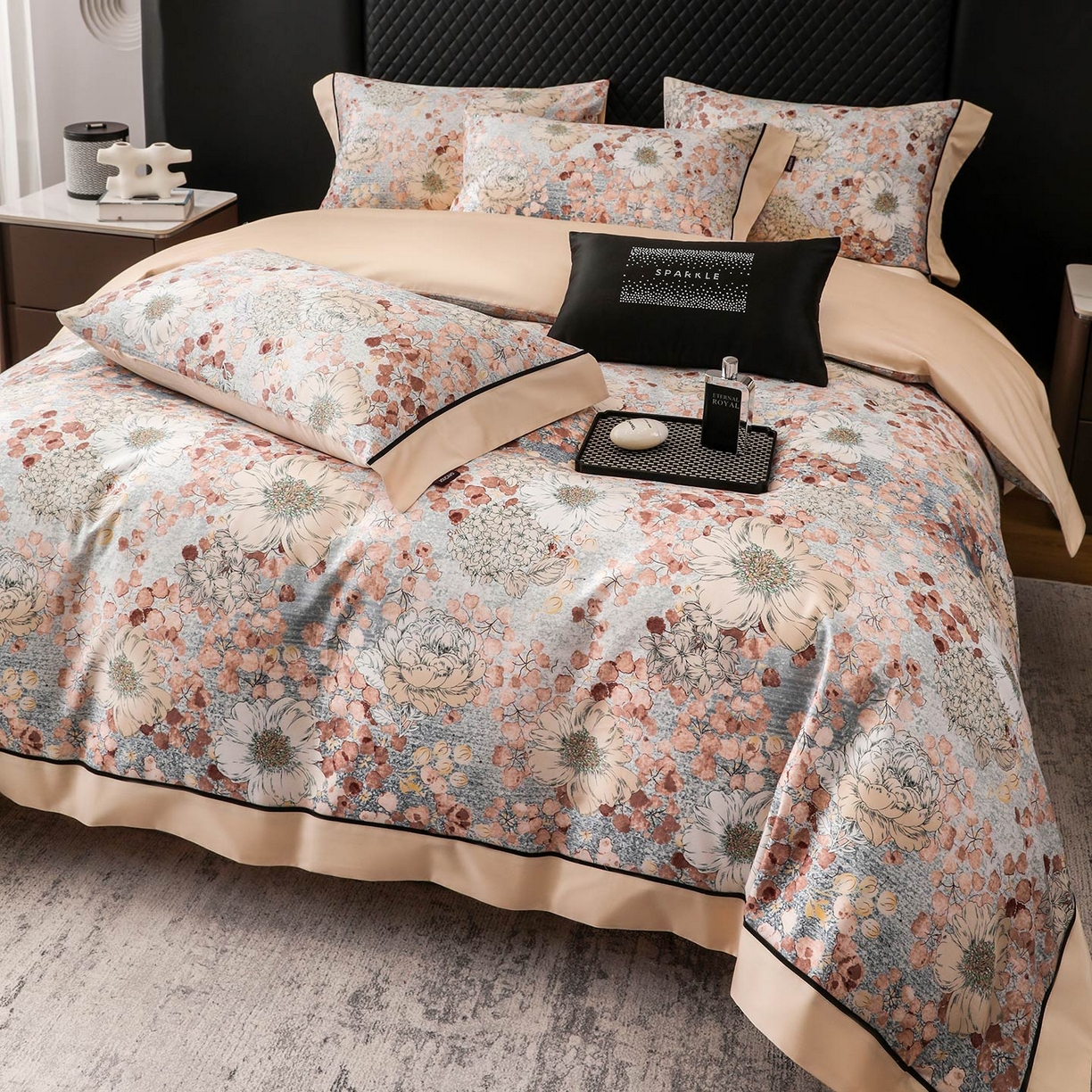 91家纺网 家纺一手货源 找家纺 （总）2025新款直播热款A类数码印花全棉四件套纯棉复古美式长绒棉油画风高端床单被套床上用品