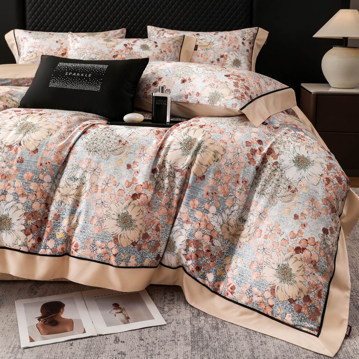 91家纺网 家纺一手货源 找家纺 （总）2025新款直播热款A类数码印花全棉四件套纯棉复古美式长绒棉油画风高端床单被套床上用品