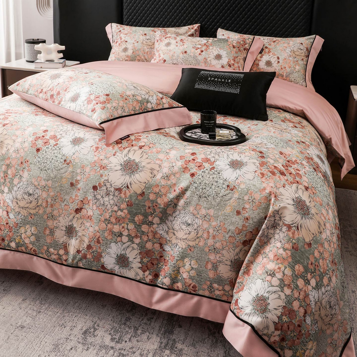 91家纺网 家纺一手货源 找家纺 2025新款直播热款A类数码印花全棉四件套纯棉复古美式长绒棉油画风高端床单被套床上用品 莫莉