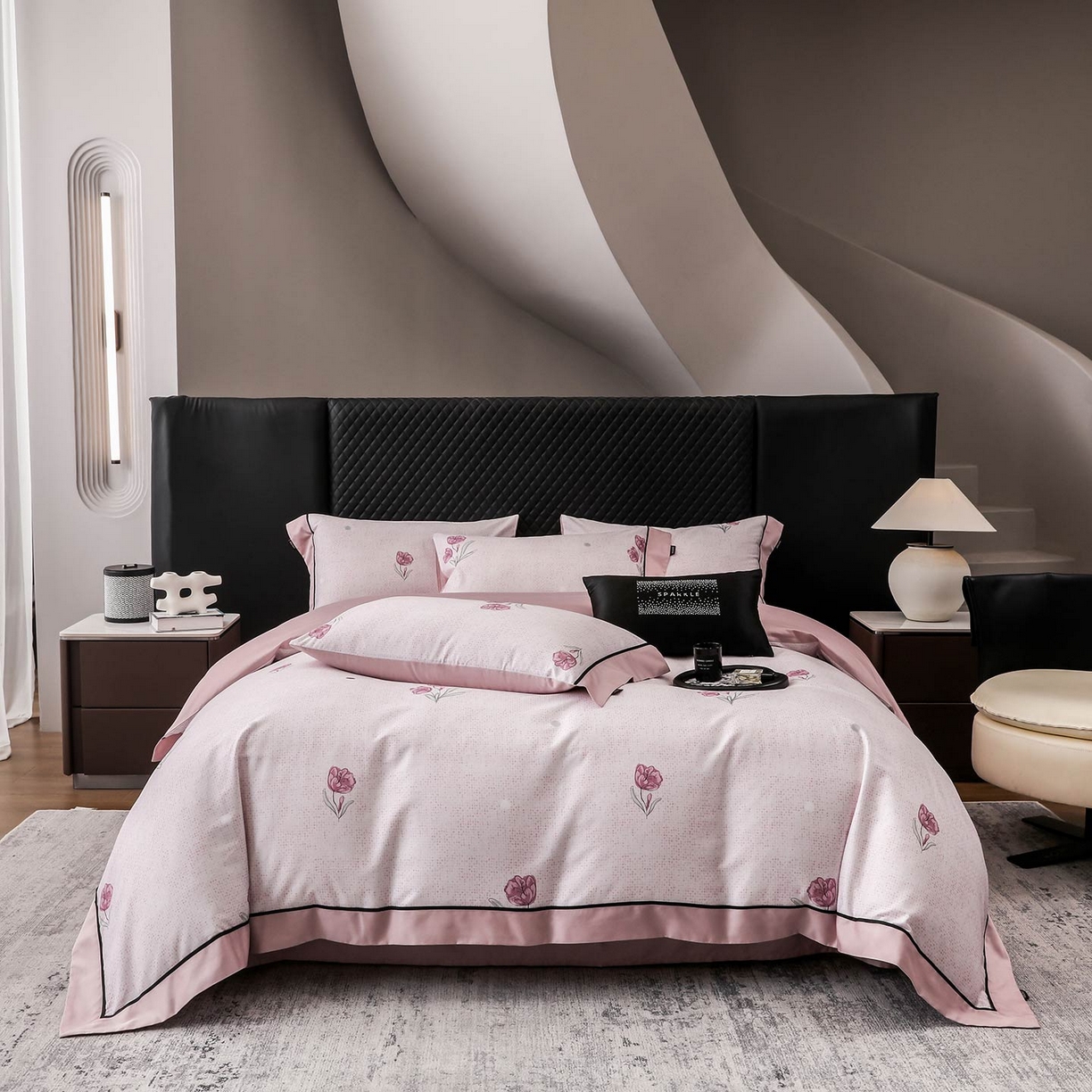 91家纺网 家纺一手货源 找家纺 2025新款直播热款A类数码印花全棉四件套纯棉复古美式长绒棉油画风高端床单被套床上用品 翎纳