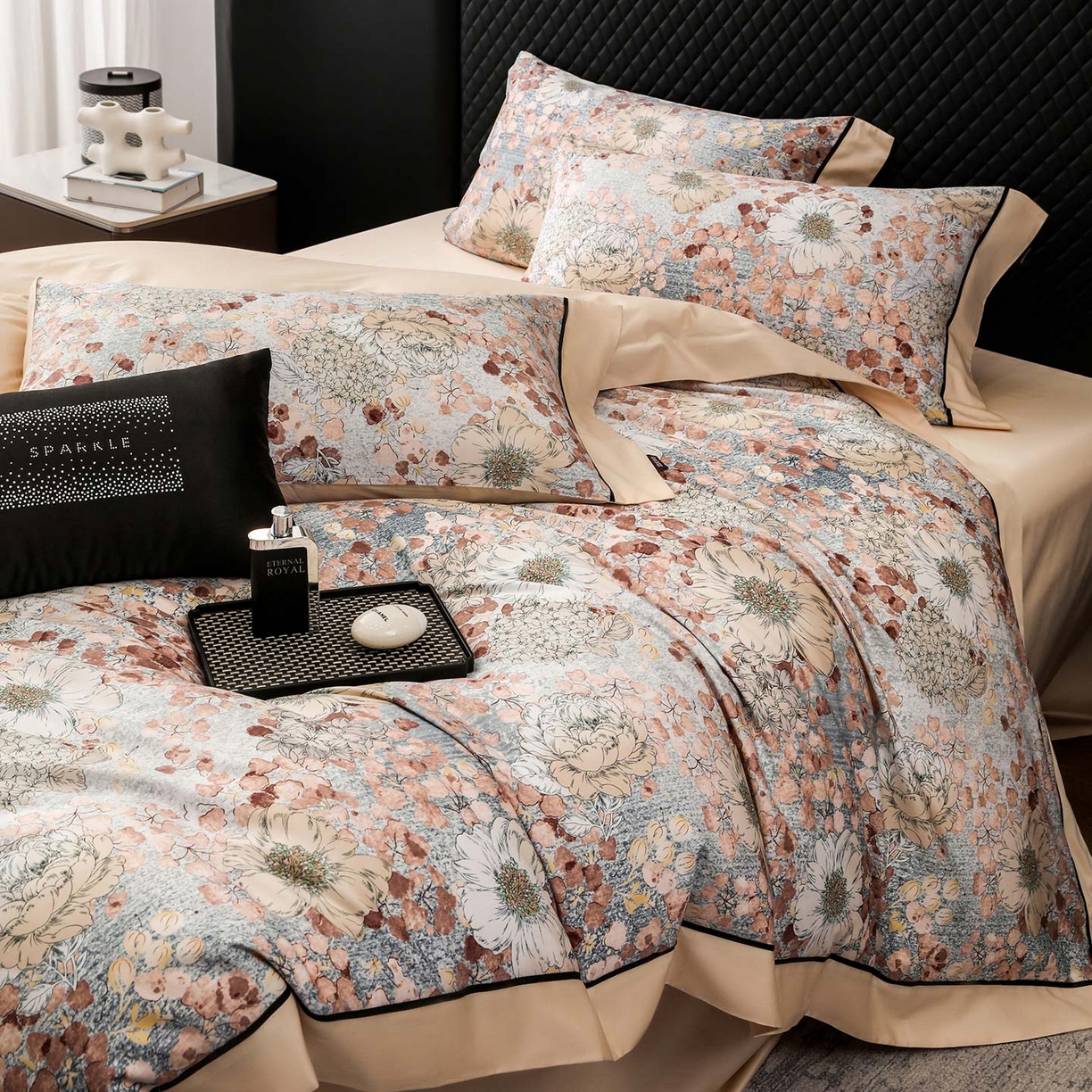 91家纺网 家纺一手货源 找家纺 （总）2025新款直播热款A类数码印花全棉四件套纯棉复古美式长绒棉油画风高端床单被套床上用品