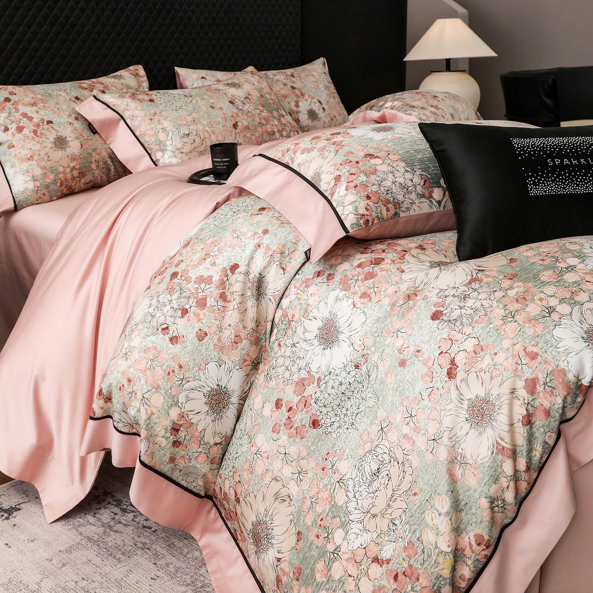 91家纺网 家纺一手货源 找家纺 2025新款直播热款A类数码印花全棉四件套纯棉复古美式长绒棉油画风高端床单被套床上用品 莫莉