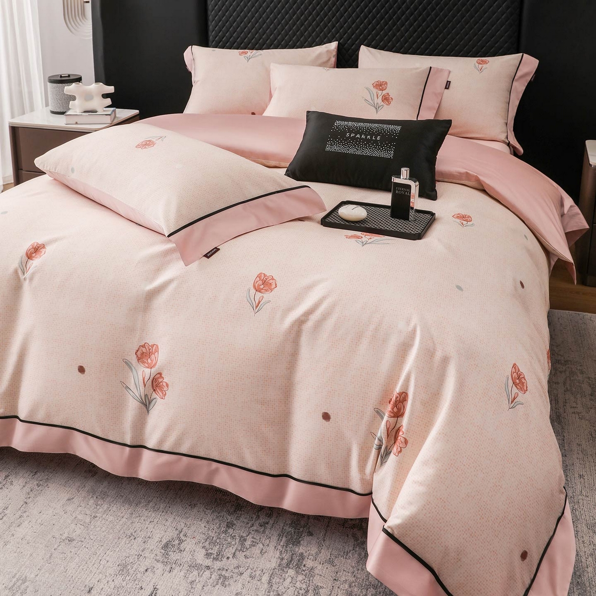 91家纺网 家纺一手货源 找家纺 2025新款直播热款A类数码印花全棉四件套纯棉复古美式长绒棉油画风高端床单被套床上用品 如漫