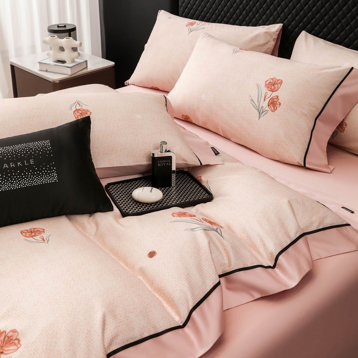 91家纺网 家纺一手货源 找家纺 2025新款直播热款A类数码印花全棉四件套纯棉复古美式长绒棉油画风高端床单被套床上用品 如漫