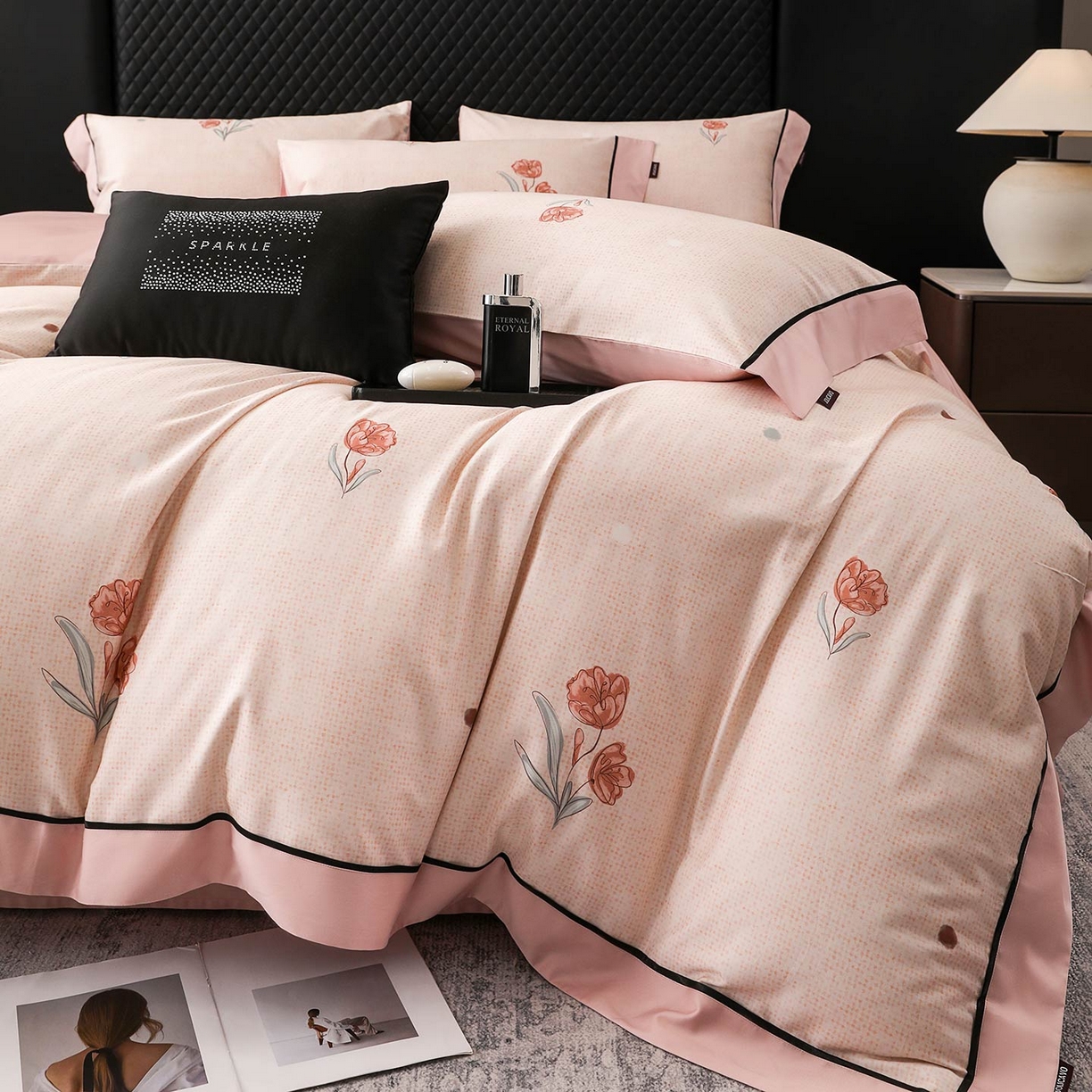 91家纺网 家纺一手货源 找家纺 2025新款直播热款A类数码印花全棉四件套纯棉复古美式长绒棉油画风高端床单被套床上用品 如漫