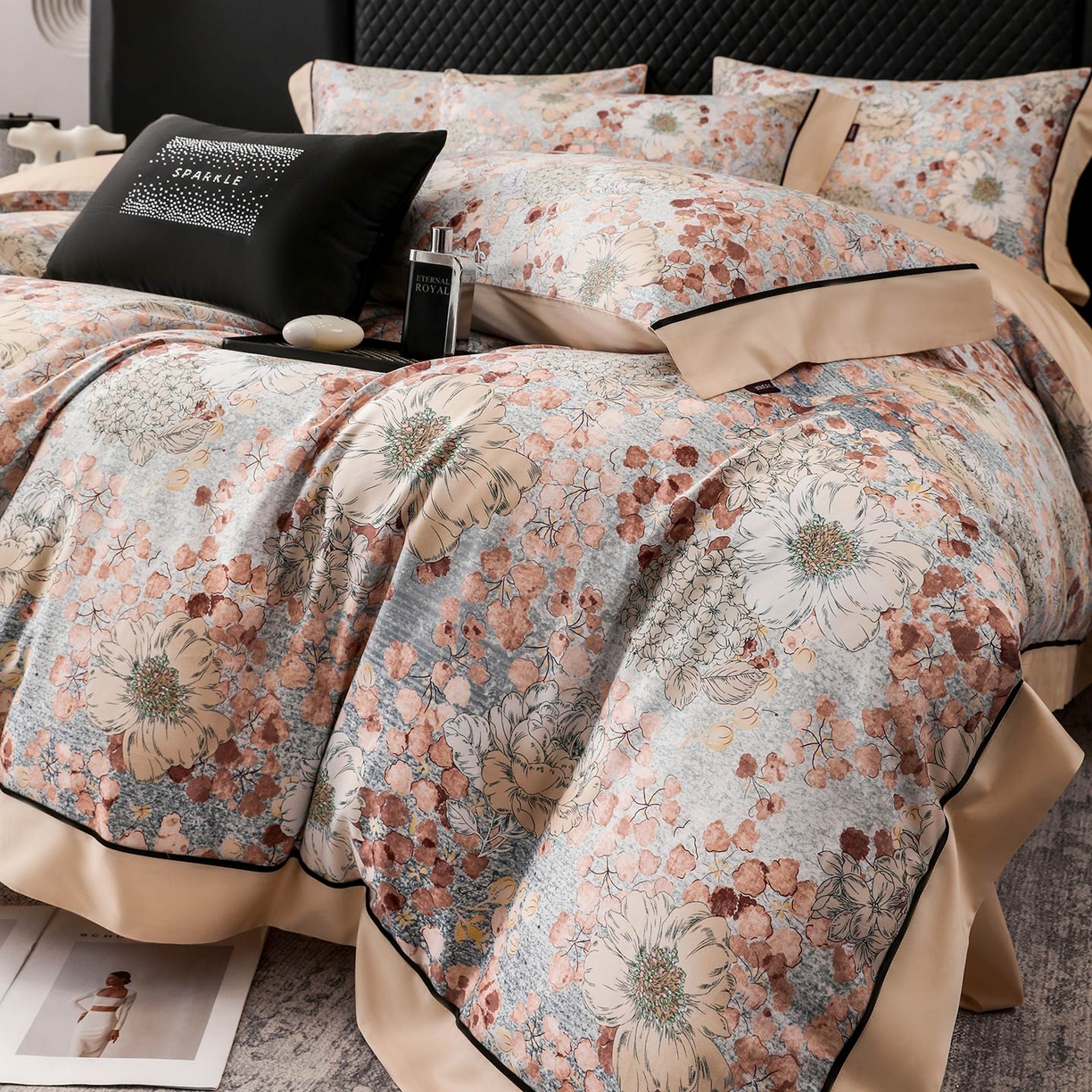 91家纺网 家纺一手货源 找家纺 （总）2025新款直播热款A类数码印花全棉四件套纯棉复古美式长绒棉油画风高端床单被套床上用品