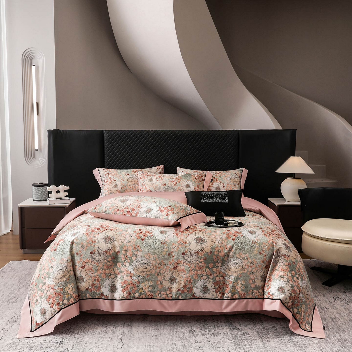 91家纺网 家纺一手货源 找家纺 2025新款直播热款A类数码印花全棉四件套纯棉复古美式长绒棉油画风高端床单被套床上用品 莫莉