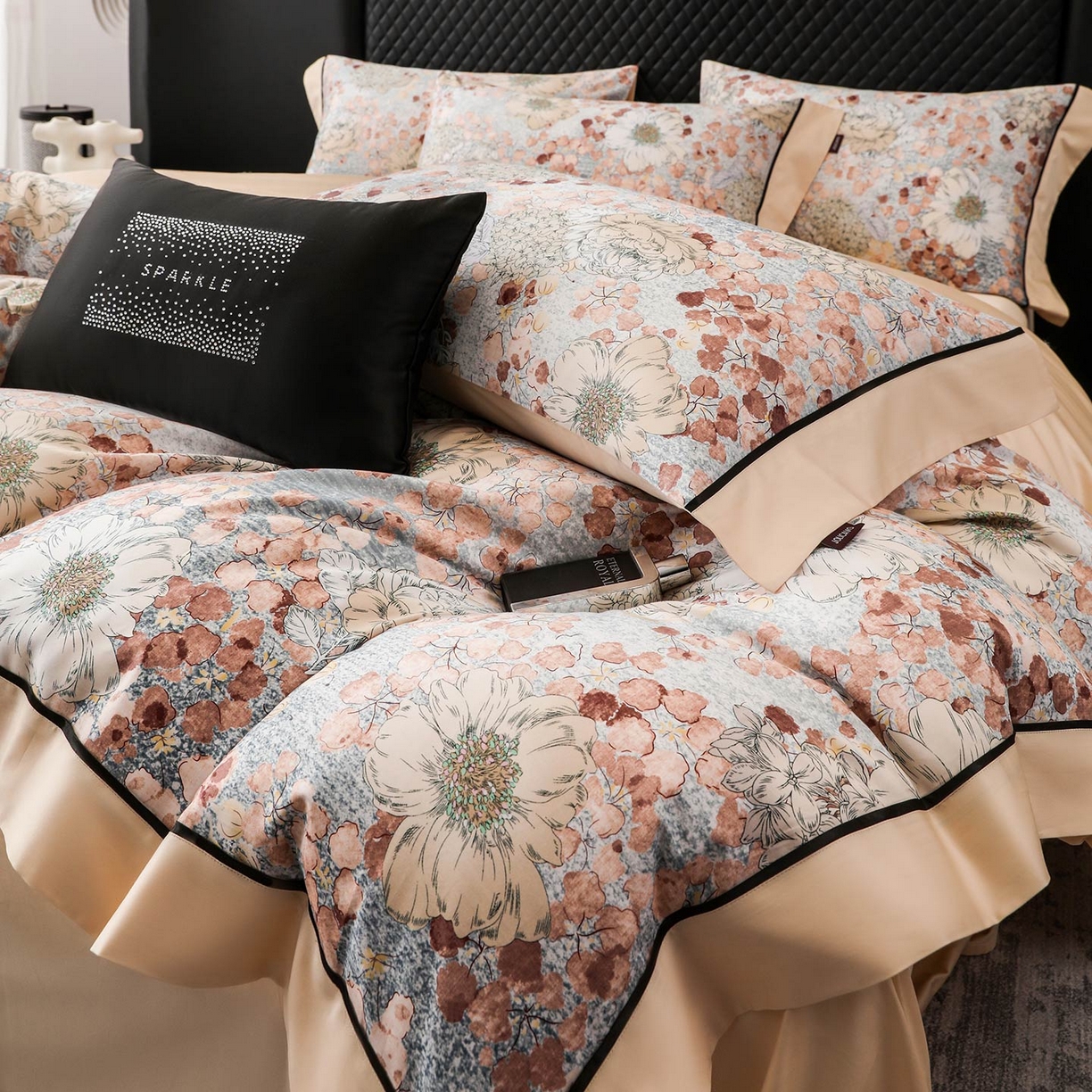 91家纺网 家纺一手货源 找家纺 2025新款直播热款A类数码印花全棉四件套纯棉复古美式长绒棉油画风高端床单被套床上用品 弗嘉