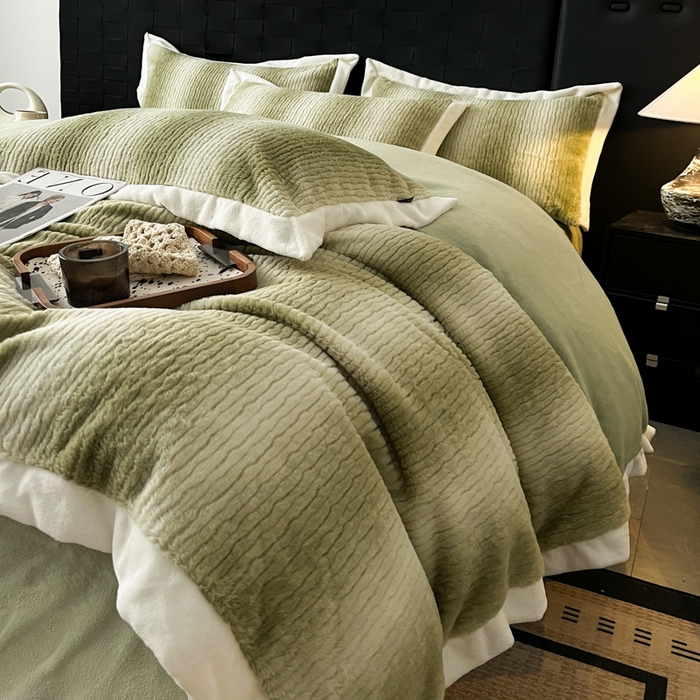 91家纺网 家纺一手货源 找家纺 （总）羽梦 2025秋冬新品260克加厚全消光貂狐绒工艺款超保暖四件套